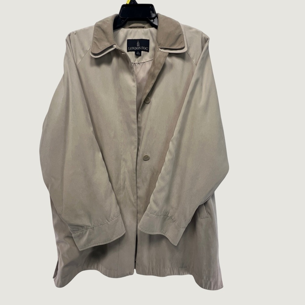 London Fog Mens Tan Button Front Jacket Size S Regular Collared Lightweight Coat